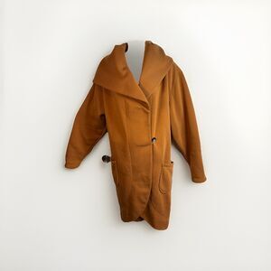 Z Avenue USA Hooded Camel Oversized Coat Shawl collar Hood Long Jacket Size 1XL